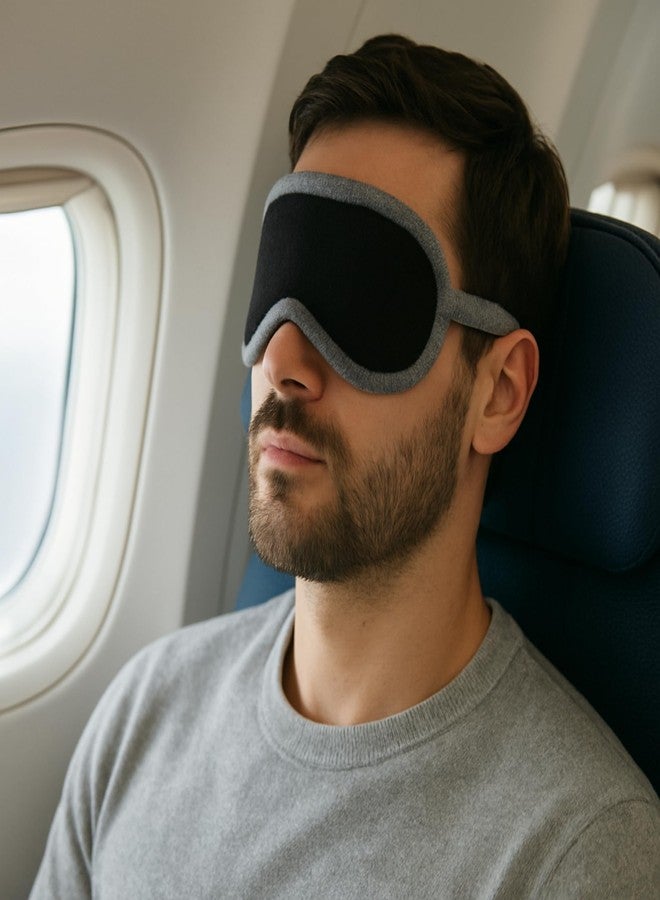 Jet&Bo 100% Pure Cashmere Eye Mask Black & Gray in Gift Box - Image 2